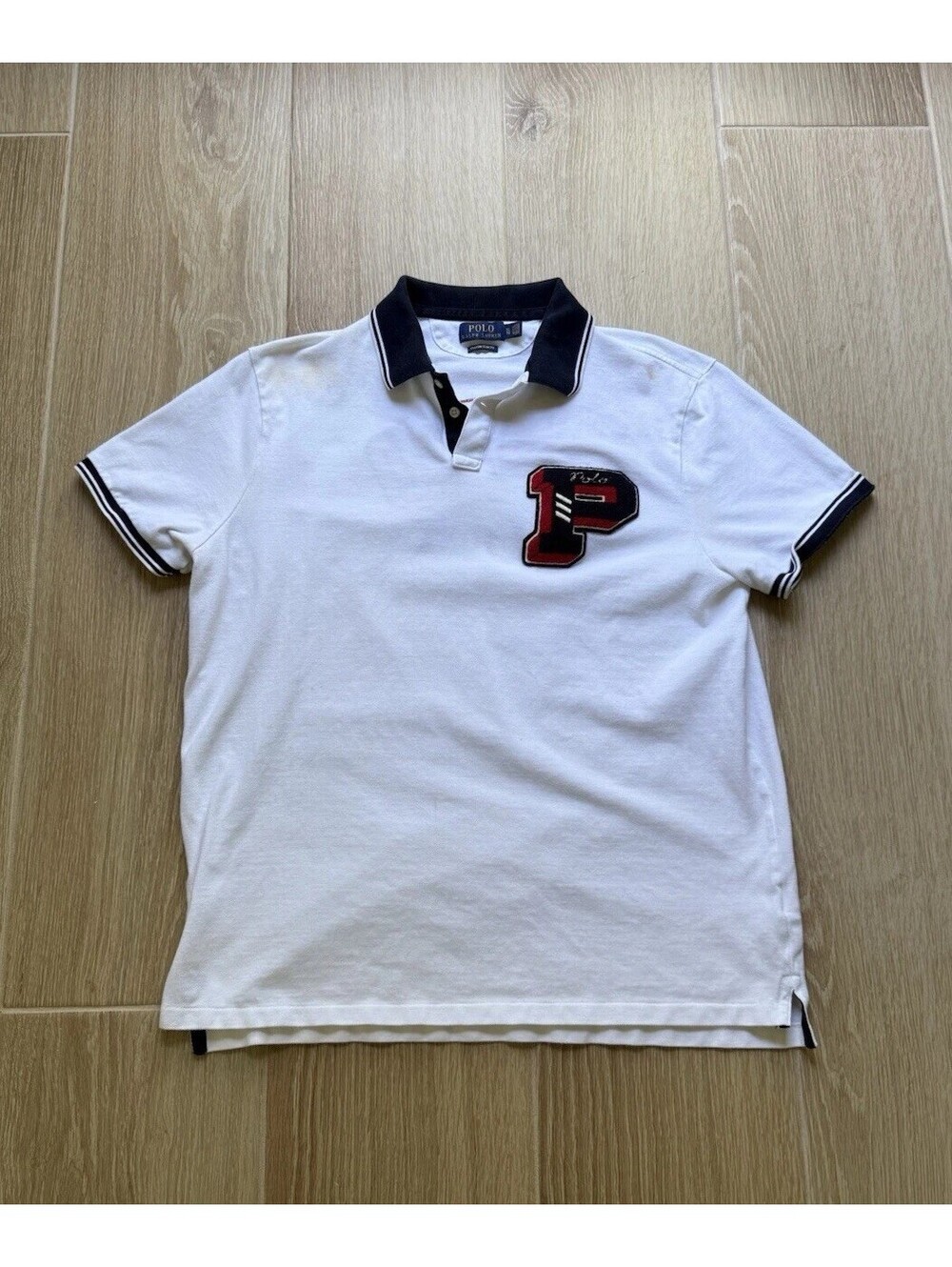Polo Ralph Lauren New York White Polo Shirt Custom Slim Fit Size XL